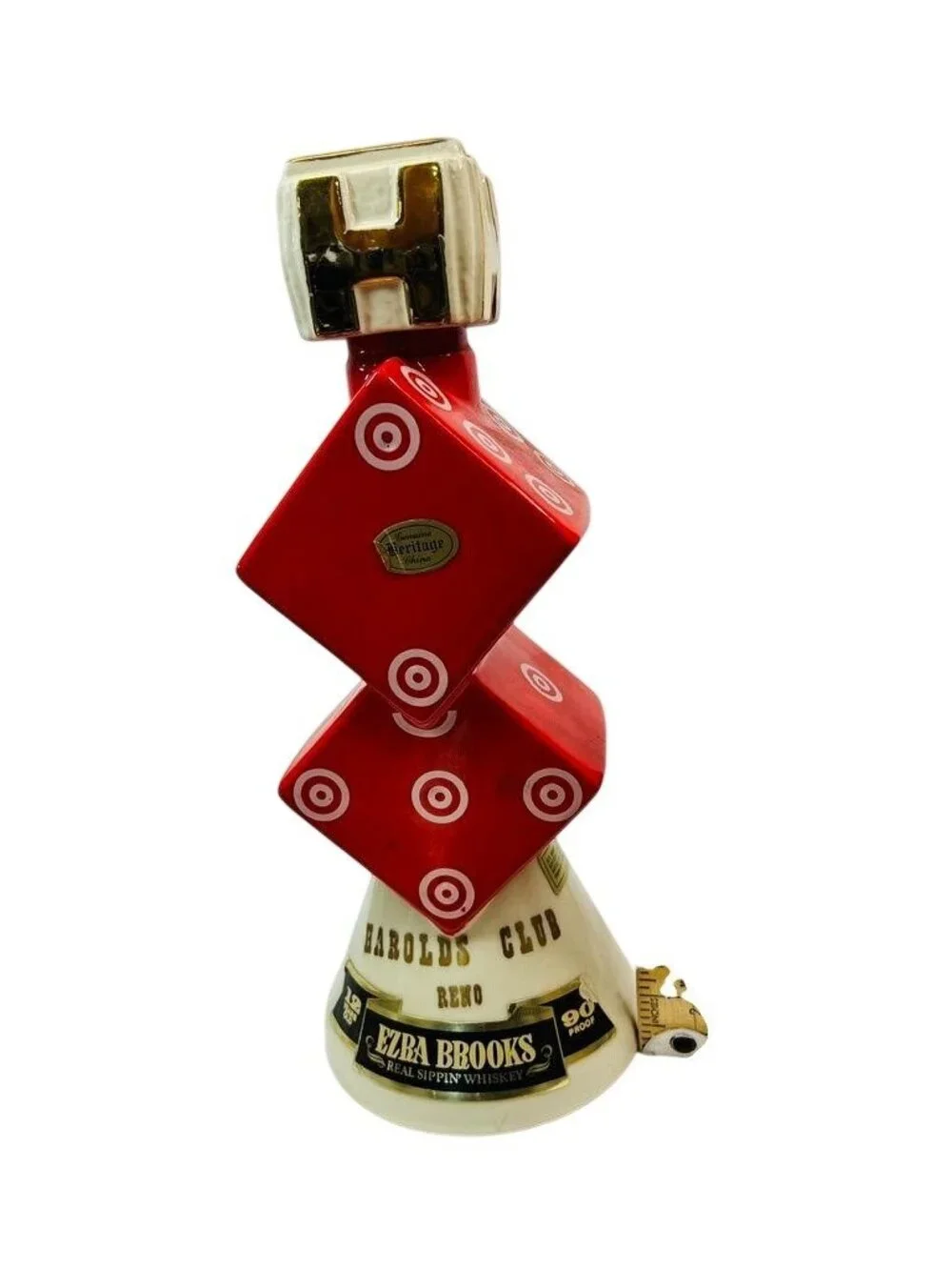 Vintage 1968 Ezra Brooks Harolds Club Dice Reno Whiskey Decanter -EMPTY-